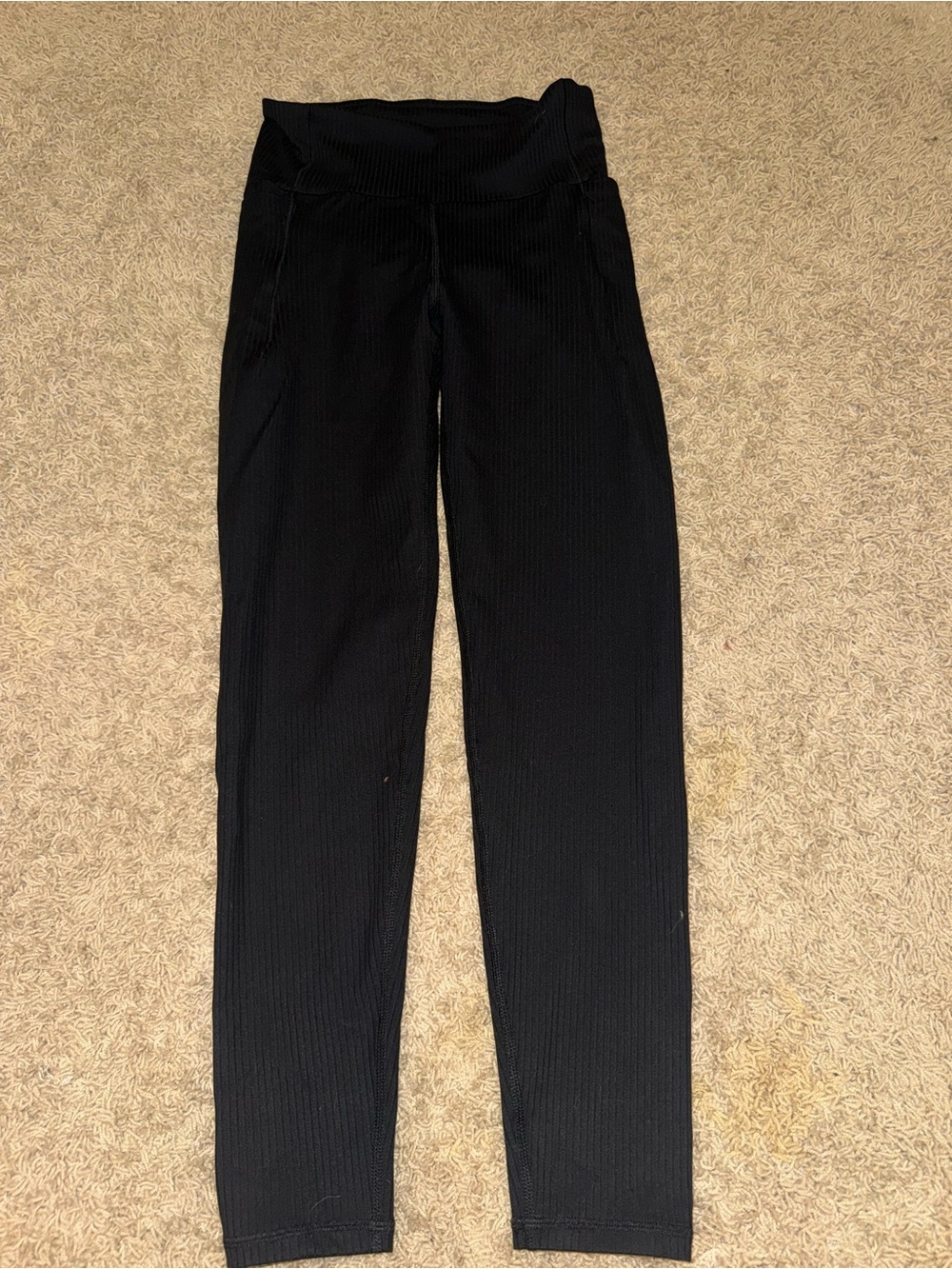 Freely Black Ribbed High-Waist Leggings